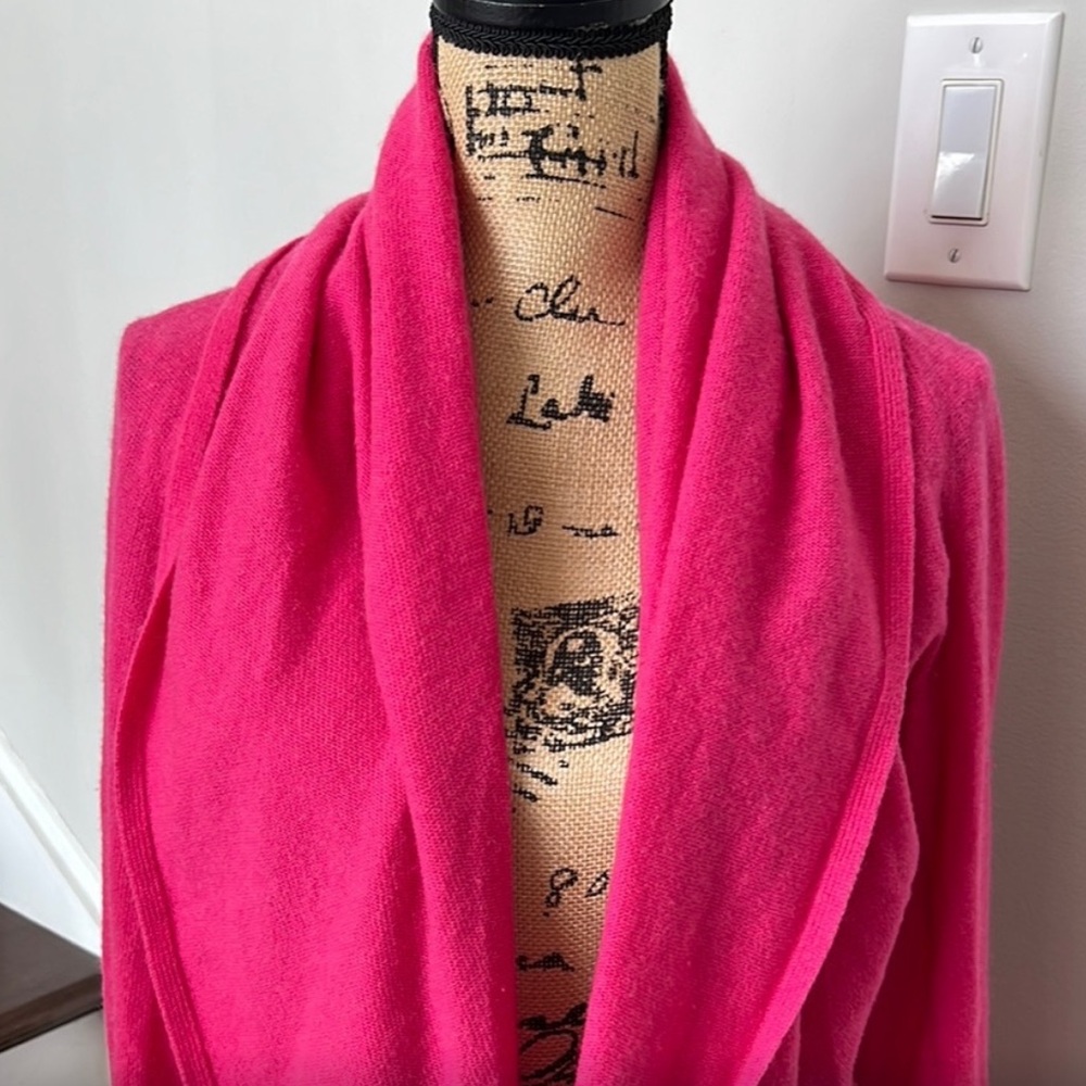 Lilly Pulitzer XL Vibrant Pink Cashmere Open Front Cardigan - Picture 2 of 7